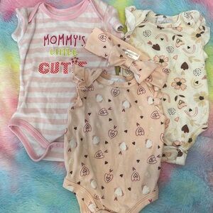 THREE size 3-6 month girl onesies